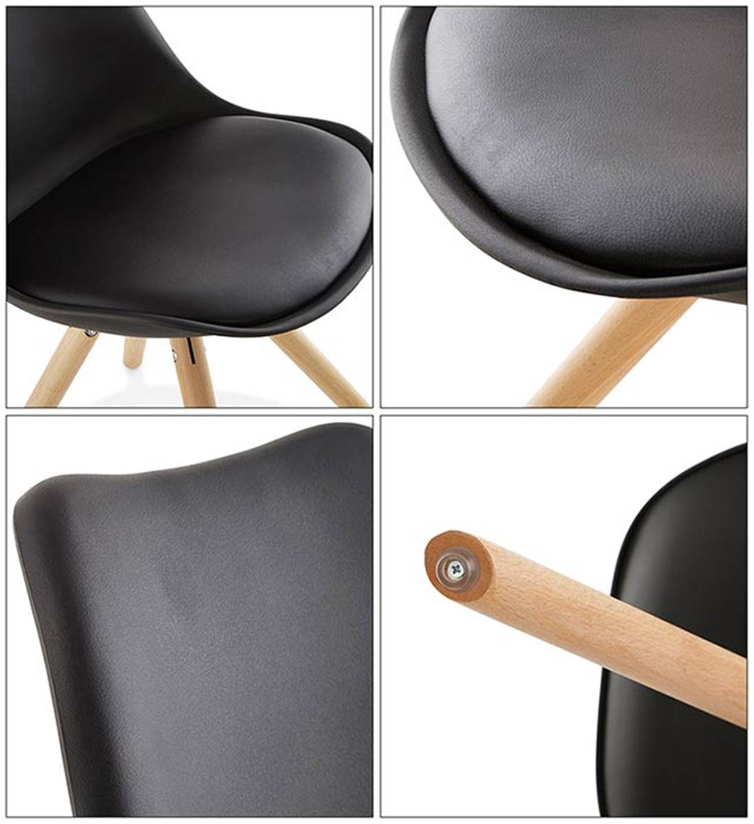 Chaise scandinave noir assise coussin simili cuir norda - Conforama
