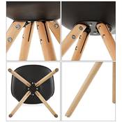 Chaise scandinave design 'Sueden' noire avec 4 pieds en bois naturel