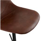 Chaise design 'Laeder' marron avec pied croisé en métal noir