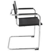 Chaise design à accoudoirs pour bureau ou salle de réunion 'STANDARD' noire pieds en métal chromé