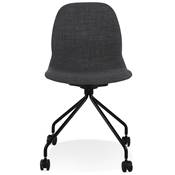 Chaise de bureau à roulettes design 'BLACK RULES' en tissu gris foncé avec pied en métal noir