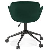 Chaise design de bureau à roulette 'SOFT' en velours vert avec 5 pieds en métal noir