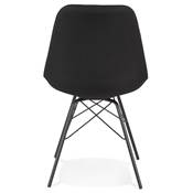 Chaise design 'GORD' en tissu noir et 4 pieds avec croisillons en métal noir
