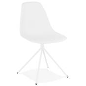 Chaise design style industriel 'PERRY' blanche avec 4 pieds en métal blanc