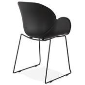 Chaise intérieur/extérieur design à accoudoirs 'ALL TIME' noire avec pieds tréteaux en métal noir