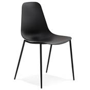 Chaise design intérieur / extérieur 'EASY' assise en resine noire 4 pieds en métal noir