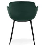 Chaise design lounge à accoudoirs 'NICE' en velours vert avec 4 pieds en métal noir