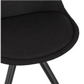 Chaise design 'BLACK FIRENZA' en tissu noir avec 4 pieds en bois noir