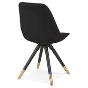 Chaise design style baroque 'MODENA' en tissu noir avec 4 pieds en bois noir et métal brossé doré