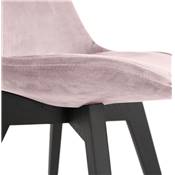 Chaise 'BLACK MILANO' en velours rose et 4 pieds en bois noir