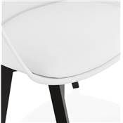 Chaise style scandinave design à accoudoirs 'PRINS' blanche avec 4 pieds en bois noir