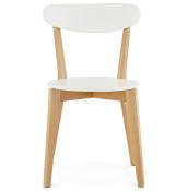 Chaise scandinave 'Gävle' blanche avec 4 pieds en bois massif