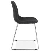 Chaise design 'Teknik Silver' en tissu gris foncé pieds tréteaux en métal chromé