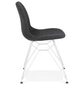 Chaise design 'Norsk White' en tissu gris avec 4 pieds en métal blanc