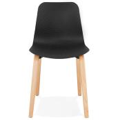 Chaise scandinave design 'Parkwood' noire avec 4 pieds en bois naturel