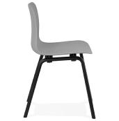 Chaise design 'Parkwood Black Edition' grise avec 4 pieds en bois noir