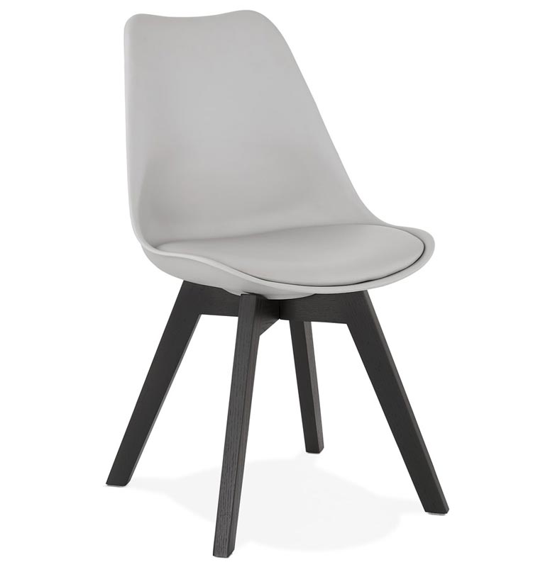 	Chaise design 'Blackstad' grise avec 4 pieds en bois noir