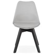 	Chaise design 'Blackstad' grise avec 4 pieds en bois noir