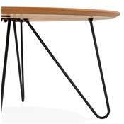 Table basse style indutriel ronde 'Cooper' plateau en bois 4 pieds en métal noir - Ø 80 cm