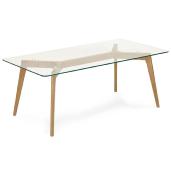 Table basse scandinave rectangulaire 'Kaffetäbel' plateau verre 4 pieds bois – 120 x 60 cm
