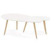 Tables basses scandinaves gigognes ovales 'Sisko' plateau bois blanc 3 pieds en bois - 116 x 66 cm