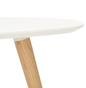 Tables basses scandinaves gigognes ovales 'Sisko' plateau bois blanc 3 pieds en bois - 116 x 66 cm