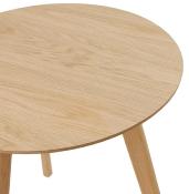 Tables basses scandinaves gigognes rondes 'Mukavä' plateau et 3 pieds en bois naturel - Ø 50 cm