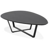 Table basse design ovale 'SURF' plateau en bois noir et pieds en métal noir - 140 x 80 cm.