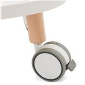 Desserte roulante 'FASTY' plateau blanc et pieds en bois naturel sur roulettes blanches