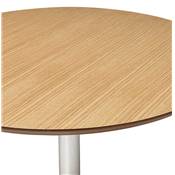 Table / table de réunion design ronde 'Mandlar' plateau bois pied central métal chromé – Ø 120 cm