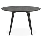 Table à diner / de salle à manger scandinave ronde 'Üméa' plateau et 4 pieds en bois noir – Ø 120 cm