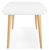 Table / table de réunion extensible scandinave 'Svenssen' blanche 4 pieds bois – 170(270) x 100 cm