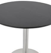 Petite table / table de réunion ronde 'Elea' noire en bois pied central acier brossé - Ø 90 cm