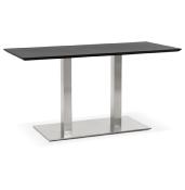 Table salle à manger 'Tvillin Small' noire en bois pied central acier brossé - 150 x 70 cm