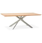 Table de salle à manger design 'Tepee Wood' plateau bois naturel pieds acier brossé - 200 x 100 cm