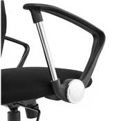Fauteuil de bureau design à roulettes dossier bas 'SEDUTA' tissu noir resillé pieds en métal chromé