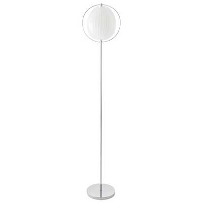 Lampadaire design 'Astra' abat-jour rond modulable en lamelles flexibles blanc socle en métal chromé