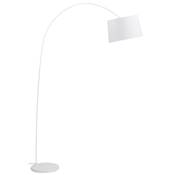 Lampadaire arqué design 'Sigill' abat-jour en tissu blanc structure et socle en métal blanc