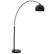 Lampadaire design 'Arc' abat-jour noir structure et socle en métal noir mat