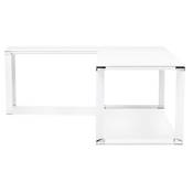 Grand bureau direction d'angle 'BUSINESS L - XL' bois blanc pieds blanc et chromé – 200 x 100 cm