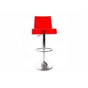 Tabouret de bar réglable design 'Ice' pivotant plexiglass rouge pied métal chromé dossier haut