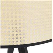 Lampadaire trépied scandinave 'SNELL' avec abat-jour en rotin naturel et 3 pieds en métal noir