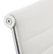 Fauteuil de Bureau design à roulettes et dossier bas 'GREATERS MINI' blanc avec pieds en métal chromé