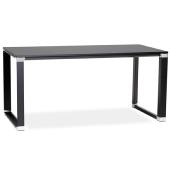 Bureau de direction droit 'Business' en bois noir pieds métal noir et métal chromé – 160 x 80 cm