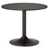 Petite table / table salle de réunion ronde 'Kaza Mini' bois noir pied central métal noir – Ø 90 cm