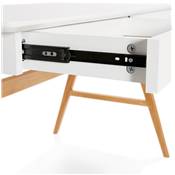 Petit bureau droit / table de travail design 'CHILD' blanc en bois pieds bois naturel - 120 x 70 cm