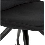 Petite chaise de bureau design à roulettes dossier bas 'SIMPLE' en tissu noir pieds en métal noir