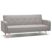 Canapé droit convertible design scandinave 'Evö' en tissu gris pieds en bois