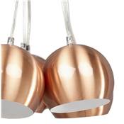 Suspension design 'GRELOT' avec 7 abats-jour boule en métal cuivré
