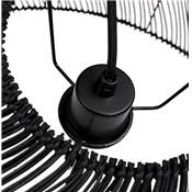 Suspension design demi sphère 'JUNGLE' noire abat jour rotin structure métal réglable en hauteur